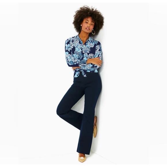 Lilly Pulitzer Merrin Bi-Stretch Boot Pull-On Pants Navy Size 4 - Picture 1 of 11